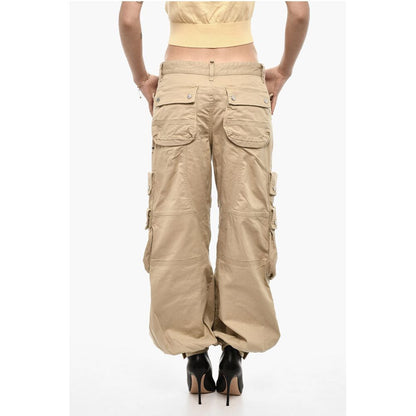 Distressed Cargo Pants with Logo Buttons