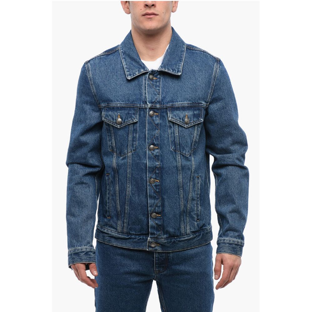 Dark Washed Denim Jacket with Embossed Monogram