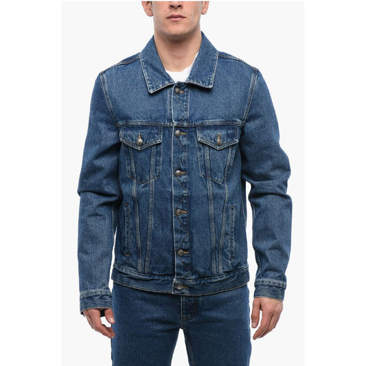Dark Washed Denim Jacket with Embossed Monogram