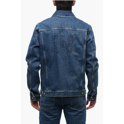 Dark Washed Denim Jacket with Embossed Monogram