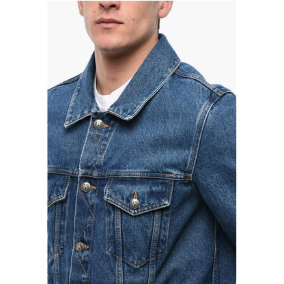 Dark Washed Denim Jacket with Embossed Monogram