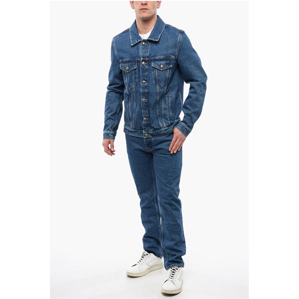 Dark Washed Denim Jacket with Embossed Monogram