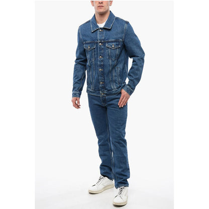 Dark Washed Denim Jacket with Embossed Monogram