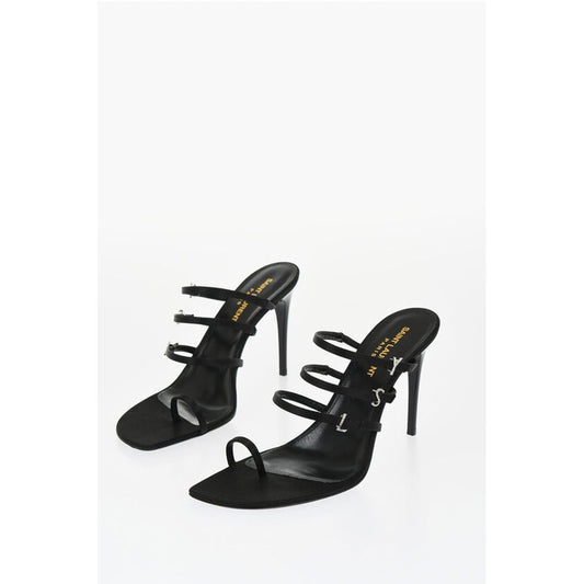 Satin Thong Sandals with Rhinestone Logo 10cm