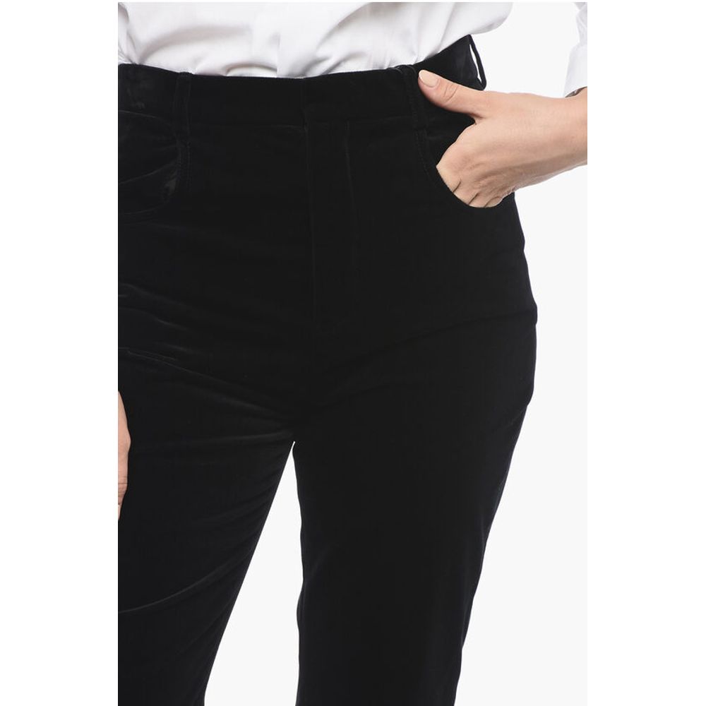 Velour Straight Fit High-Waisted Pants