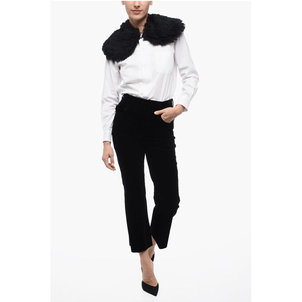 Velour Straight Fit High-Waisted Pants