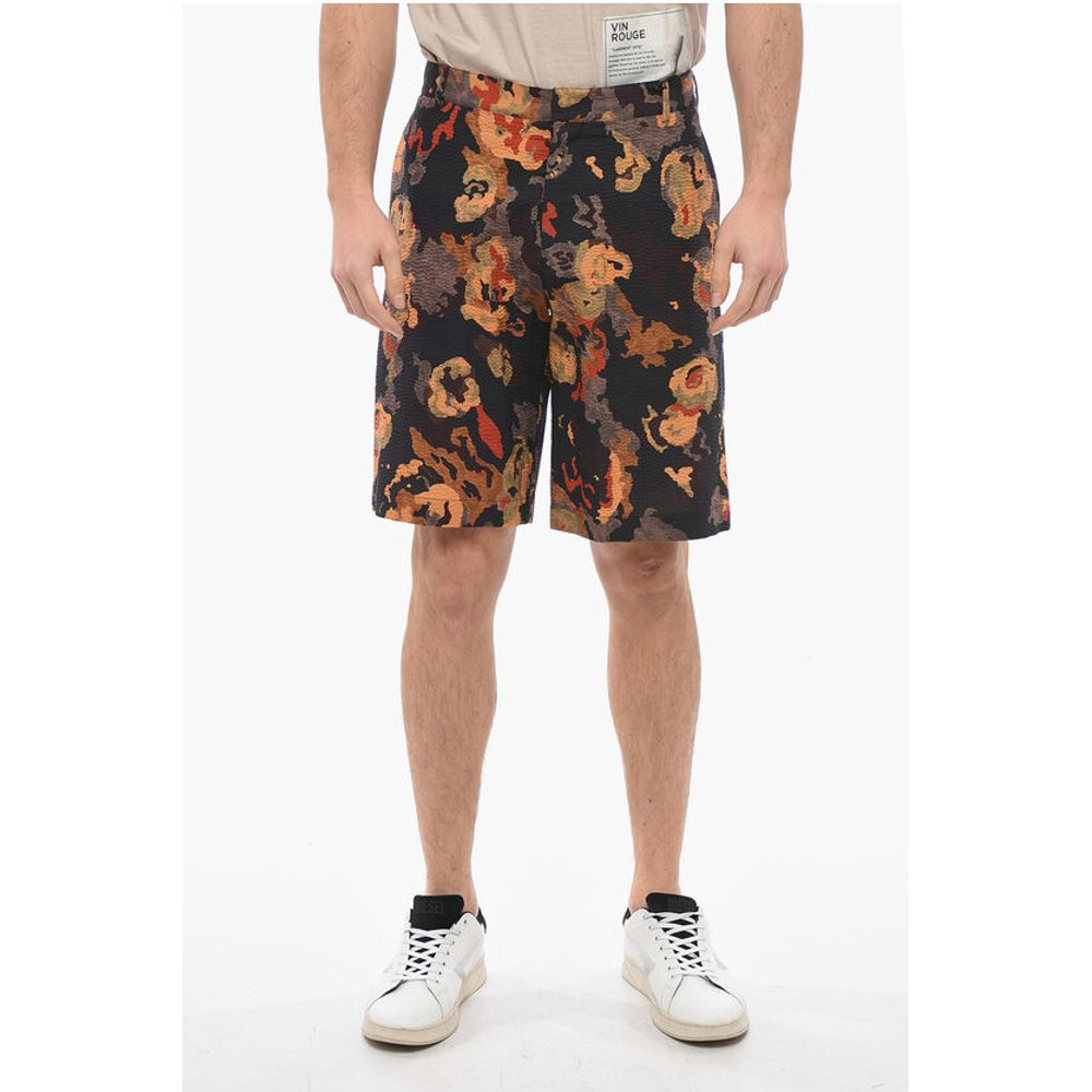 DUNCAN GRANT Crinkle Cotton Shorts with Multicolored Pattern