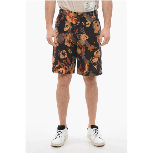 DUNCAN GRANT Crinkle Cotton Shorts with Multicolored Pattern