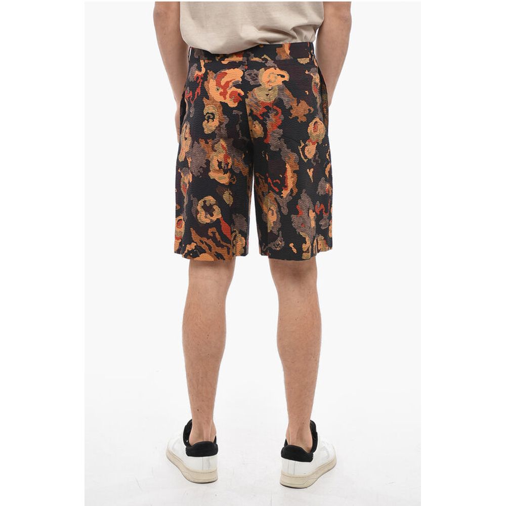 DUNCAN GRANT Crinkle Cotton Shorts with Multicolored Pattern