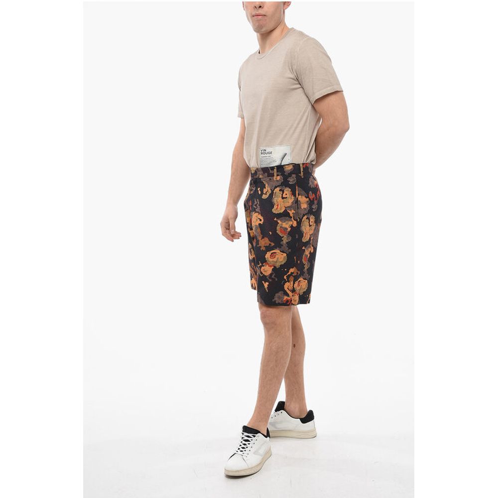 DUNCAN GRANT Crinkle Cotton Shorts with Multicolored Pattern