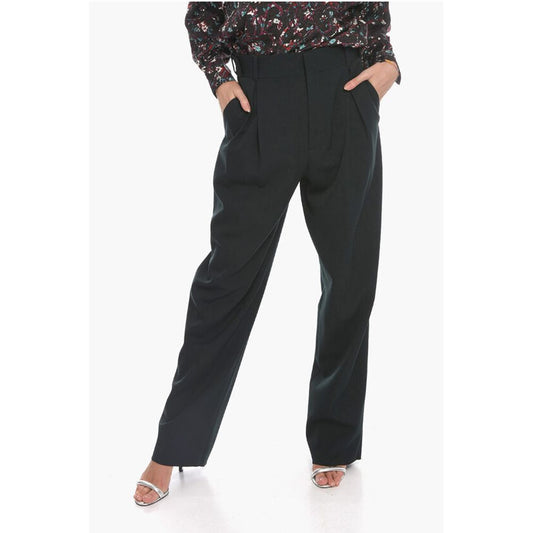 Gros-grain Wool Tailored Pants with Single Pleat