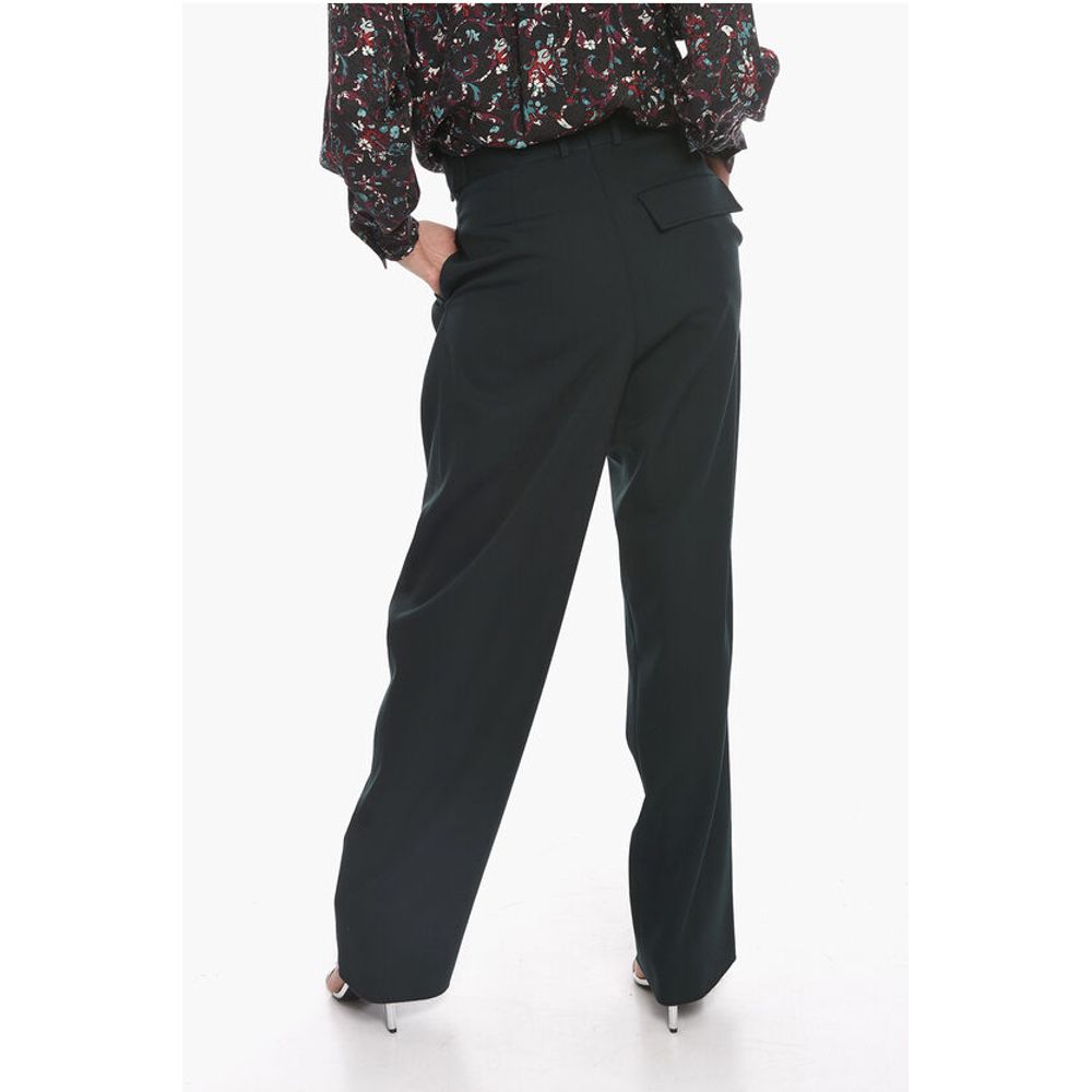 Gros-grain Wool Tailored Pants with Single Pleat