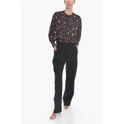Gros-grain Wool Tailored Pants with Single Pleat
