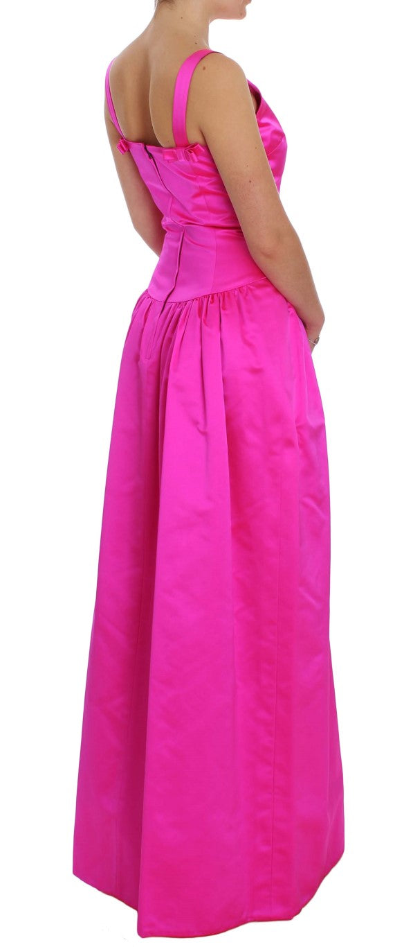 Elegant Silk Full Length Pink Sheath Dress