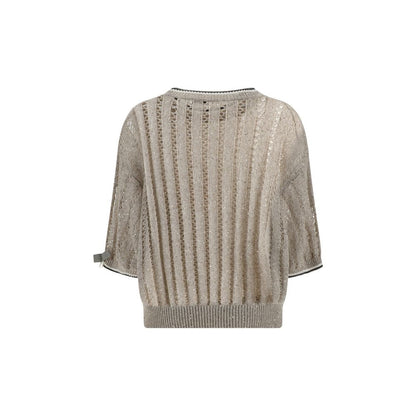 Openwork knit pattern Sweater with sequins