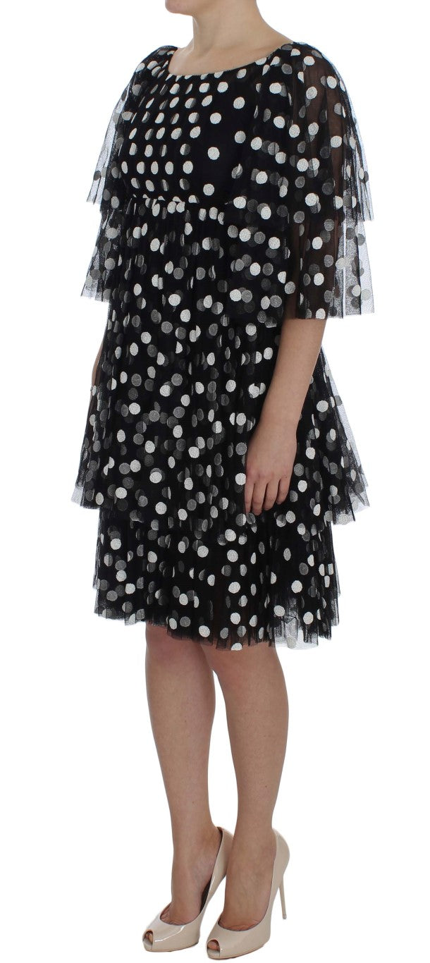 Elegant Polka Dotted Ruffled Dress