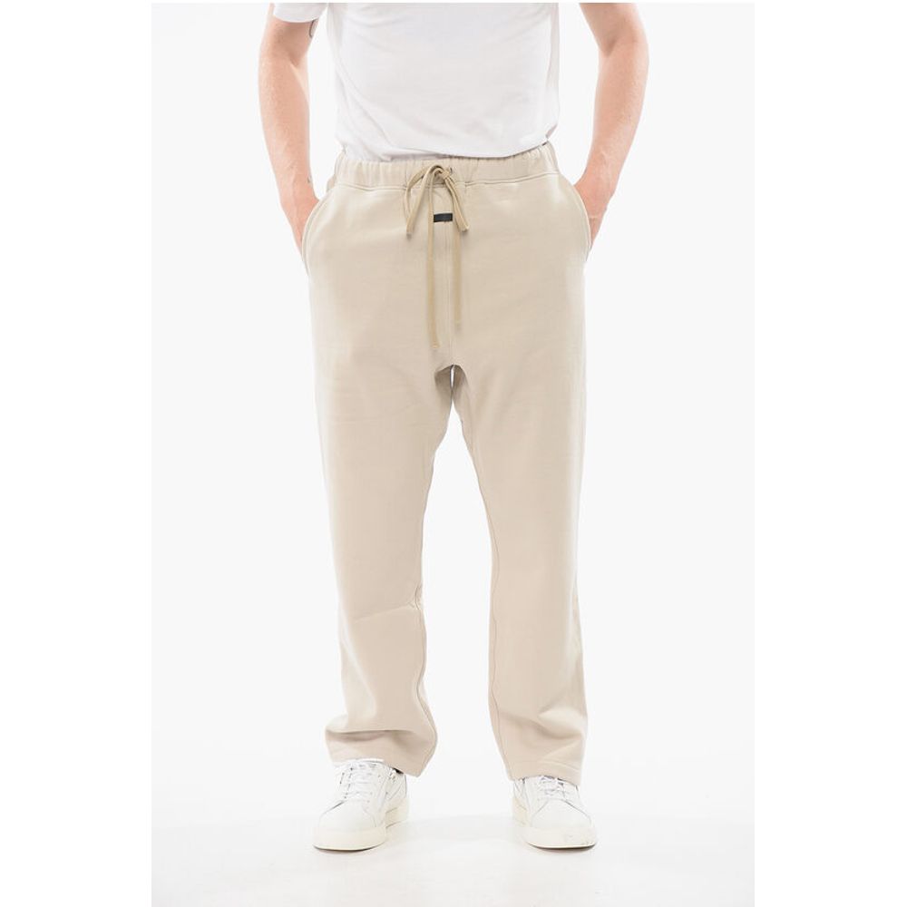 Solid Color Cotton Joggers with Contrasting Logo Patch