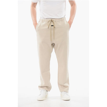 Solid Color Cotton Joggers with Contrasting Logo Patch