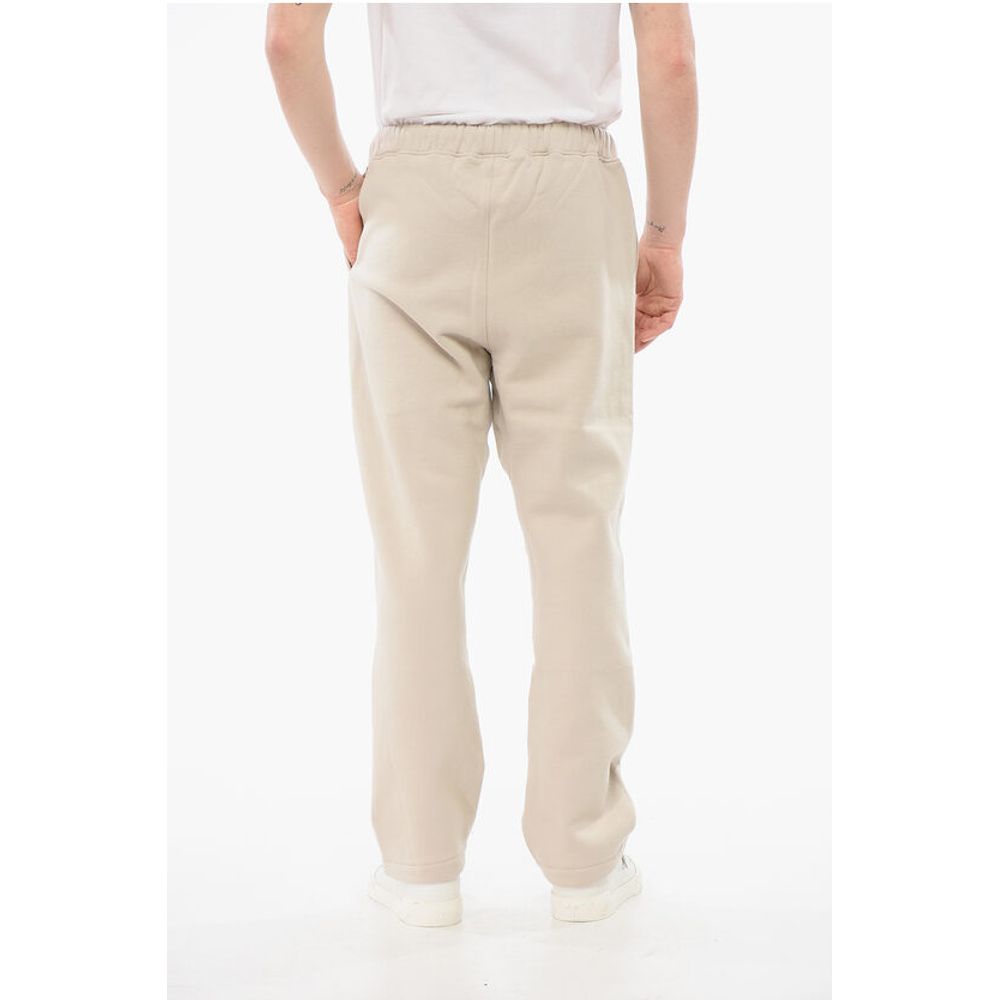 Solid Color Cotton Joggers with Contrasting Logo Patch