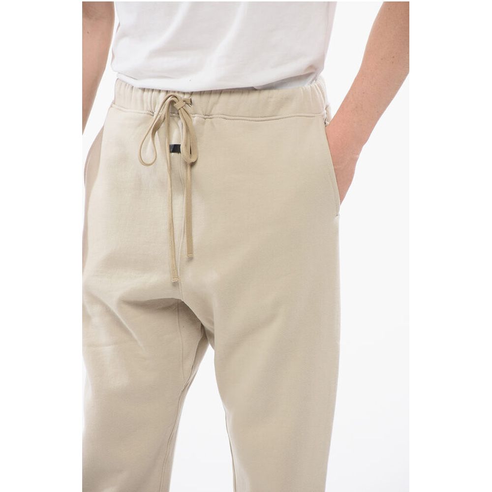 Solid Color Cotton Joggers with Contrasting Logo Patch