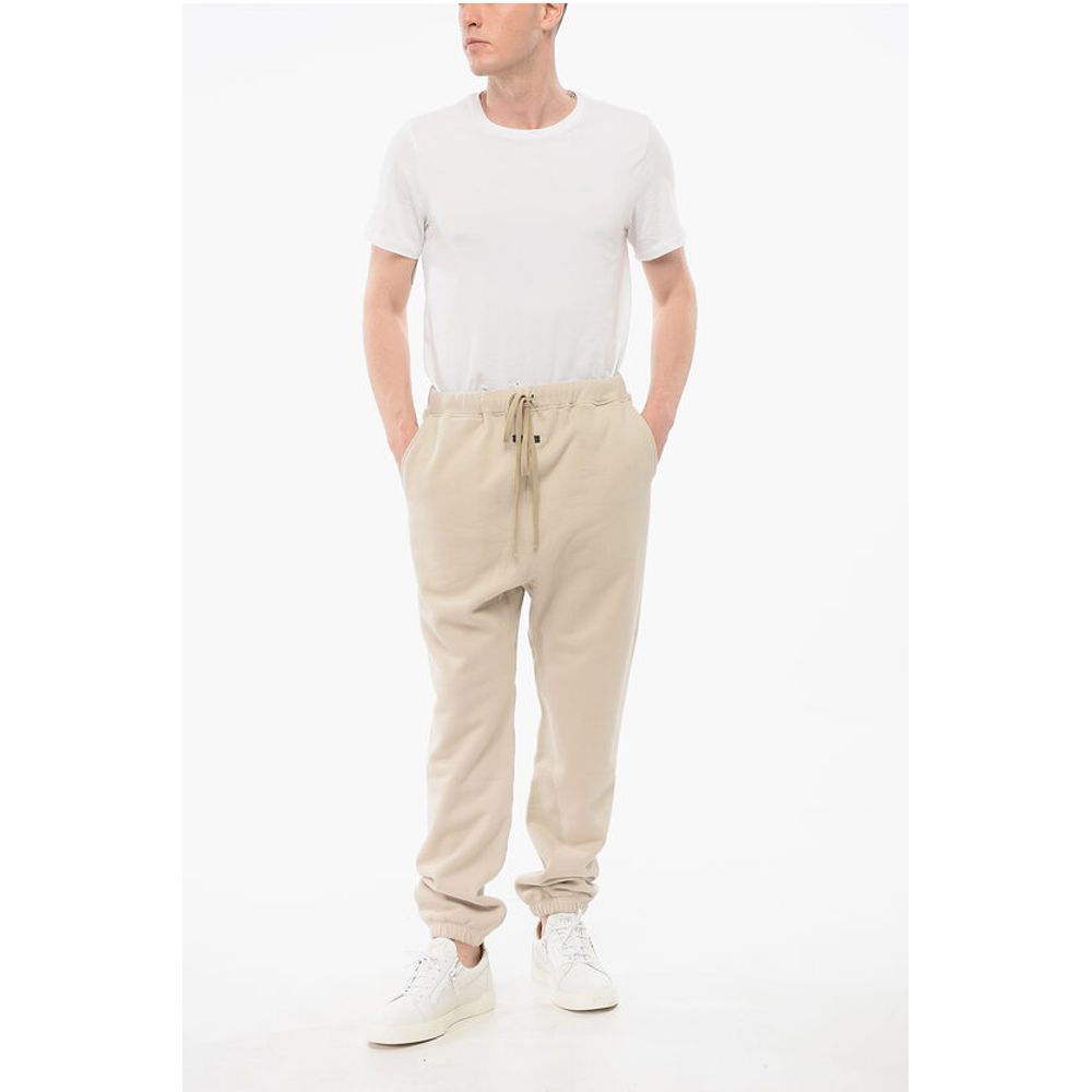 Solid Color Cotton Joggers with Elastic Cuff