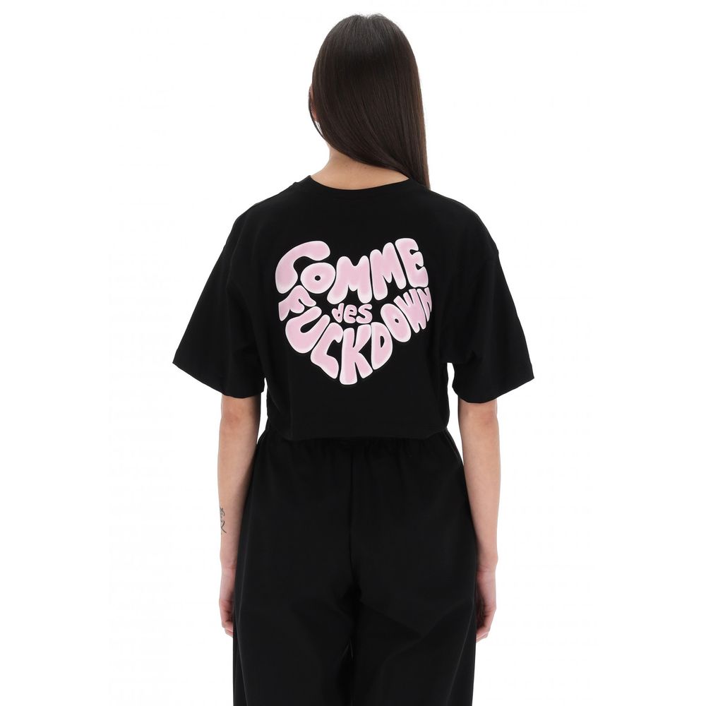Black Cotton Women T-Shirt