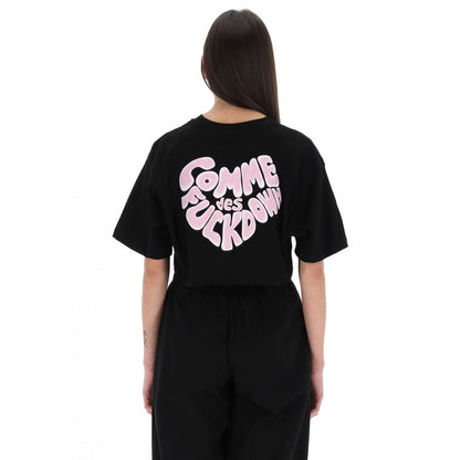 Black Cotton Women T-Shirt