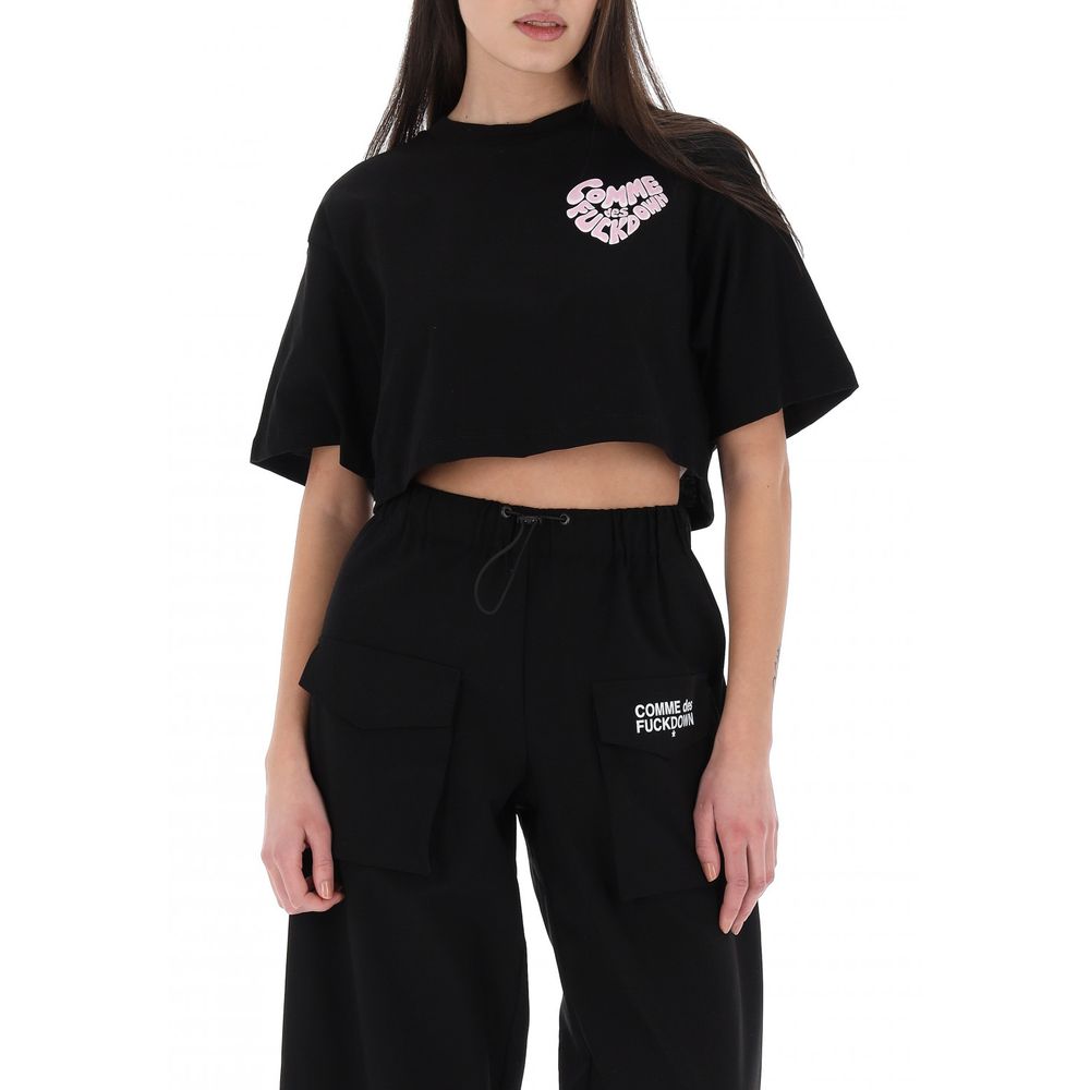 Black Cotton Women T-Shirt
