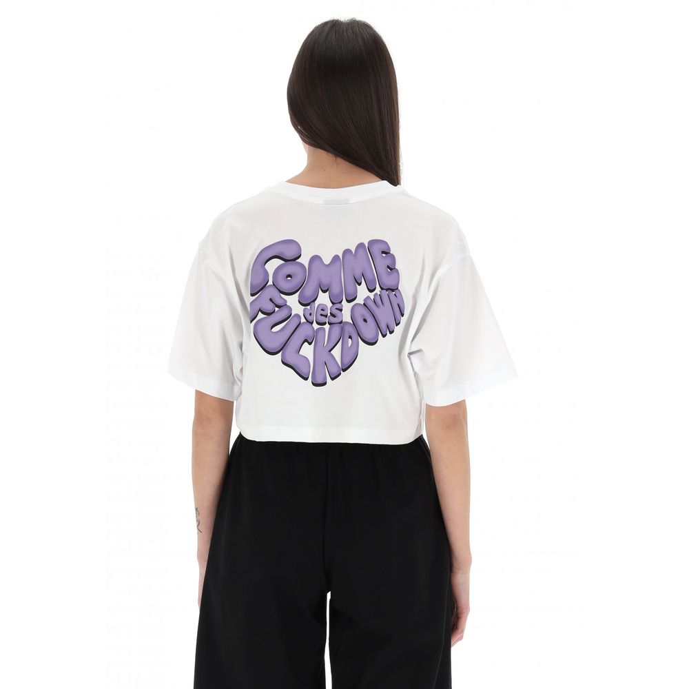 White Cotton Women T-Shirt