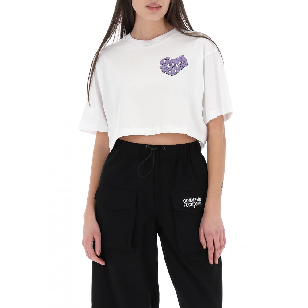 White Cotton Women T-Shirt
