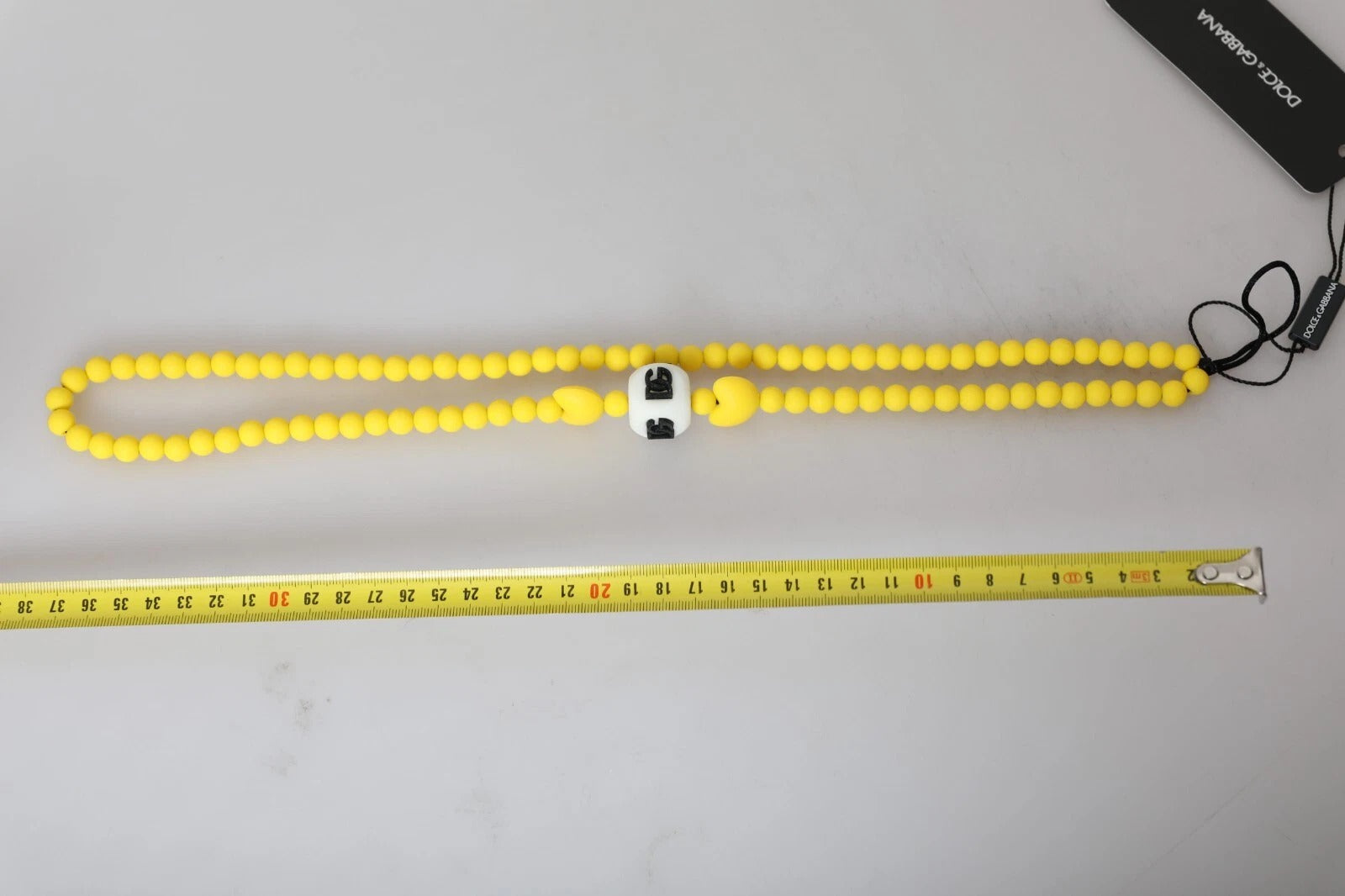Yellow Beaded Chain DG Logo Charm Accessory Necklace