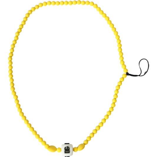 Yellow Beaded Chain DG Logo Charm Accessory Necklace