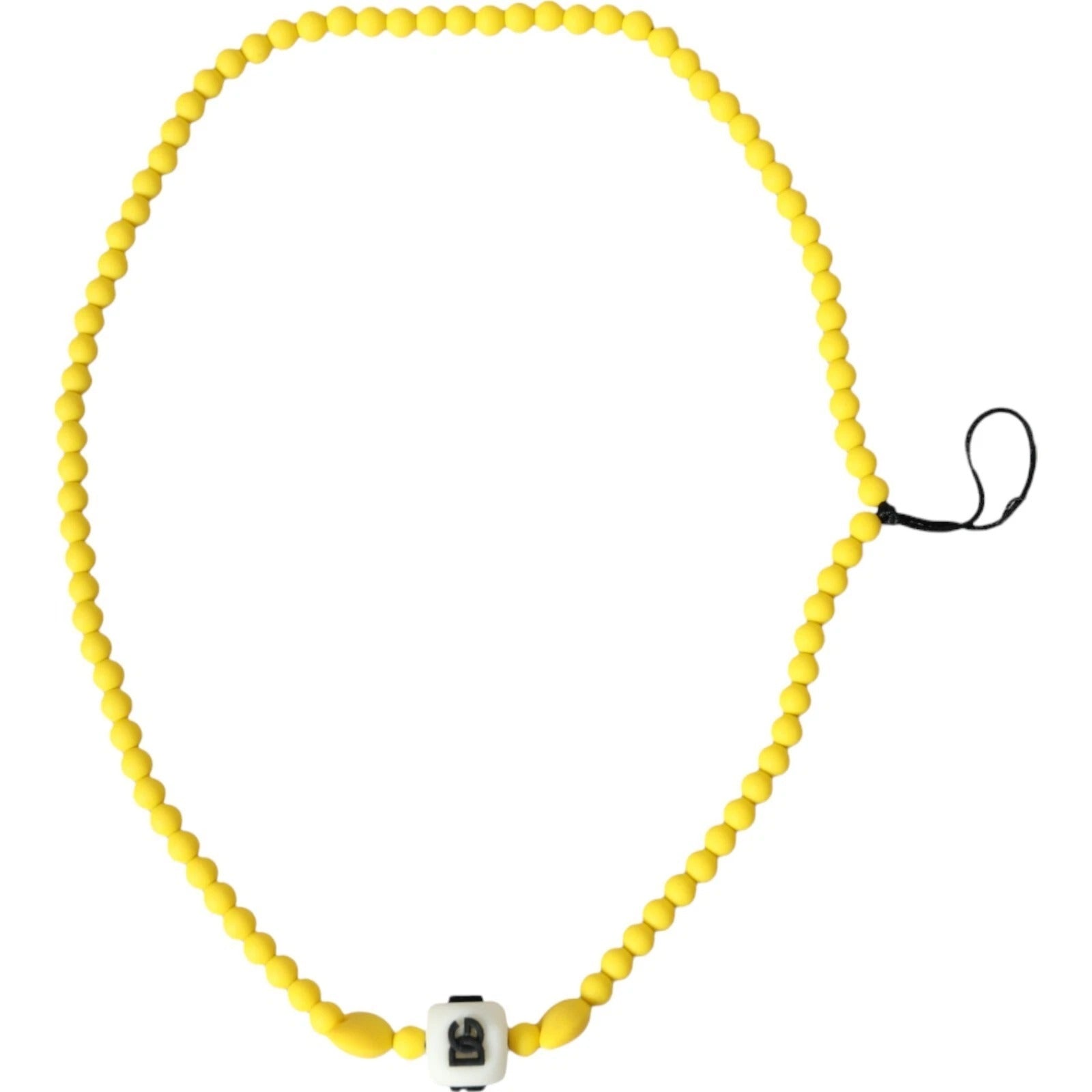 Yellow Beaded Chain DG Logo Charm Accessory Necklace
