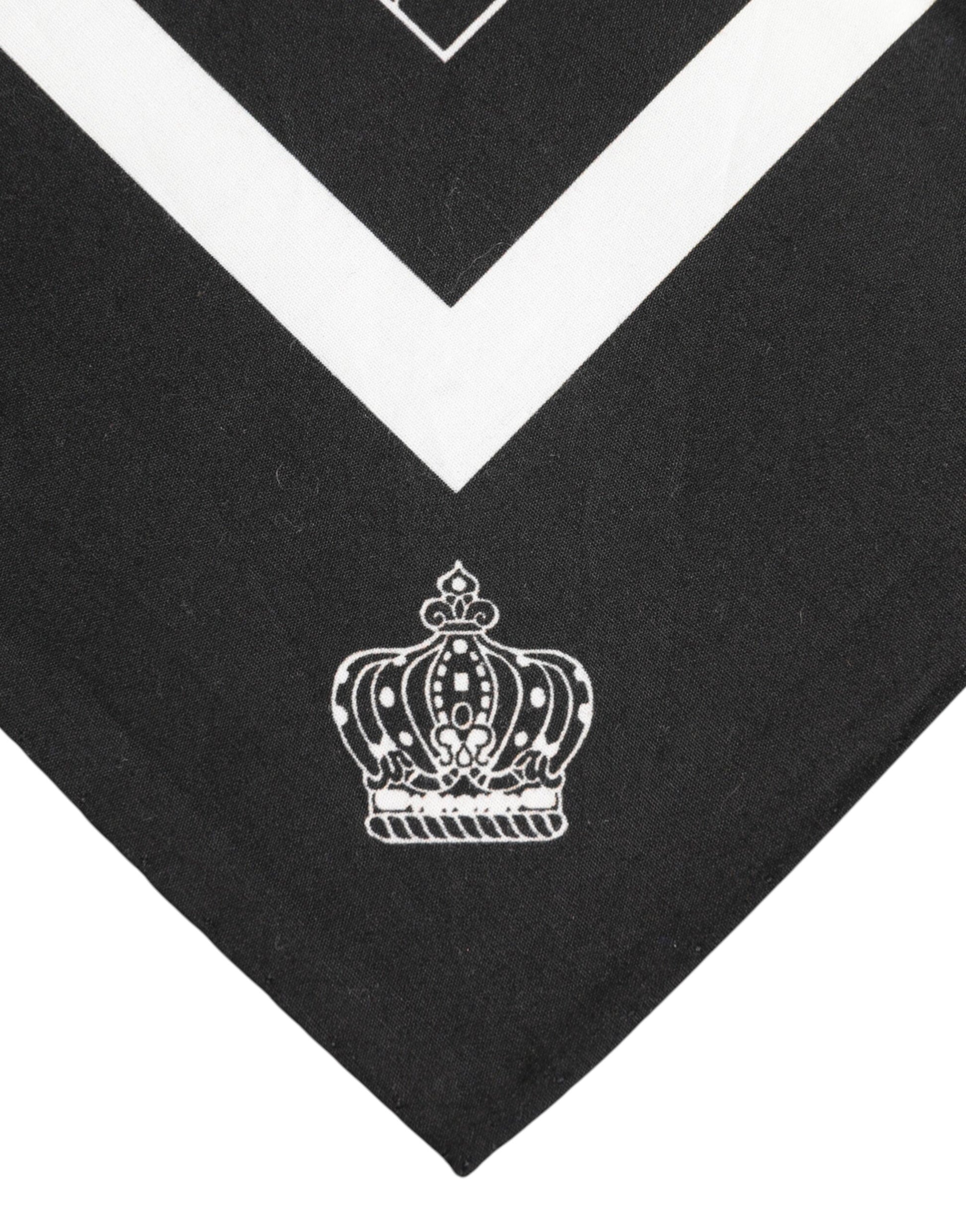 Black White Printed Square Foulard Scarf