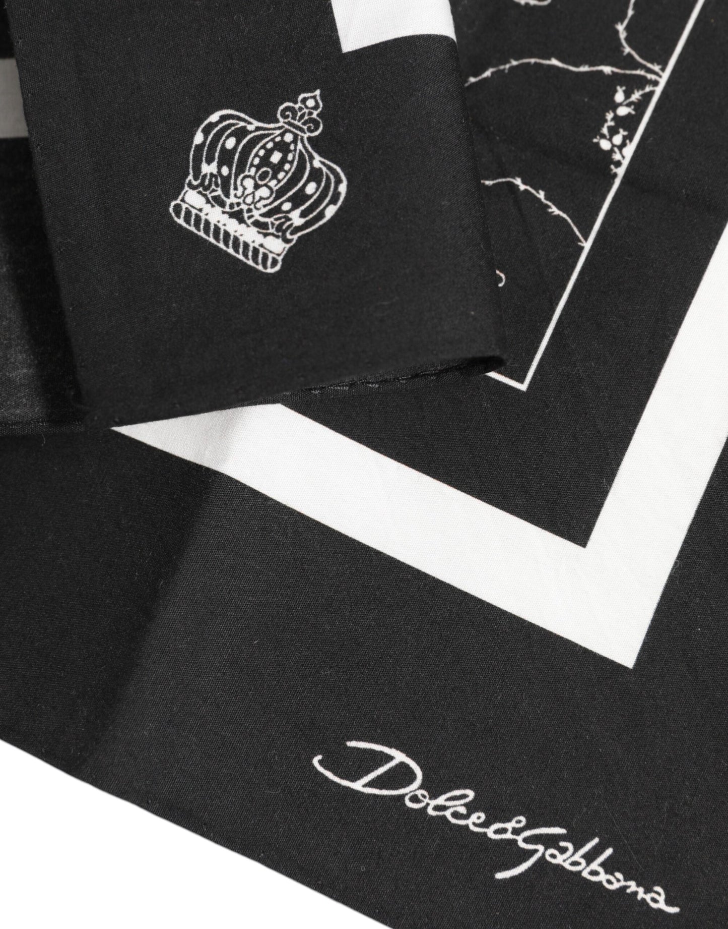 Black White Printed Square Foulard Scarf