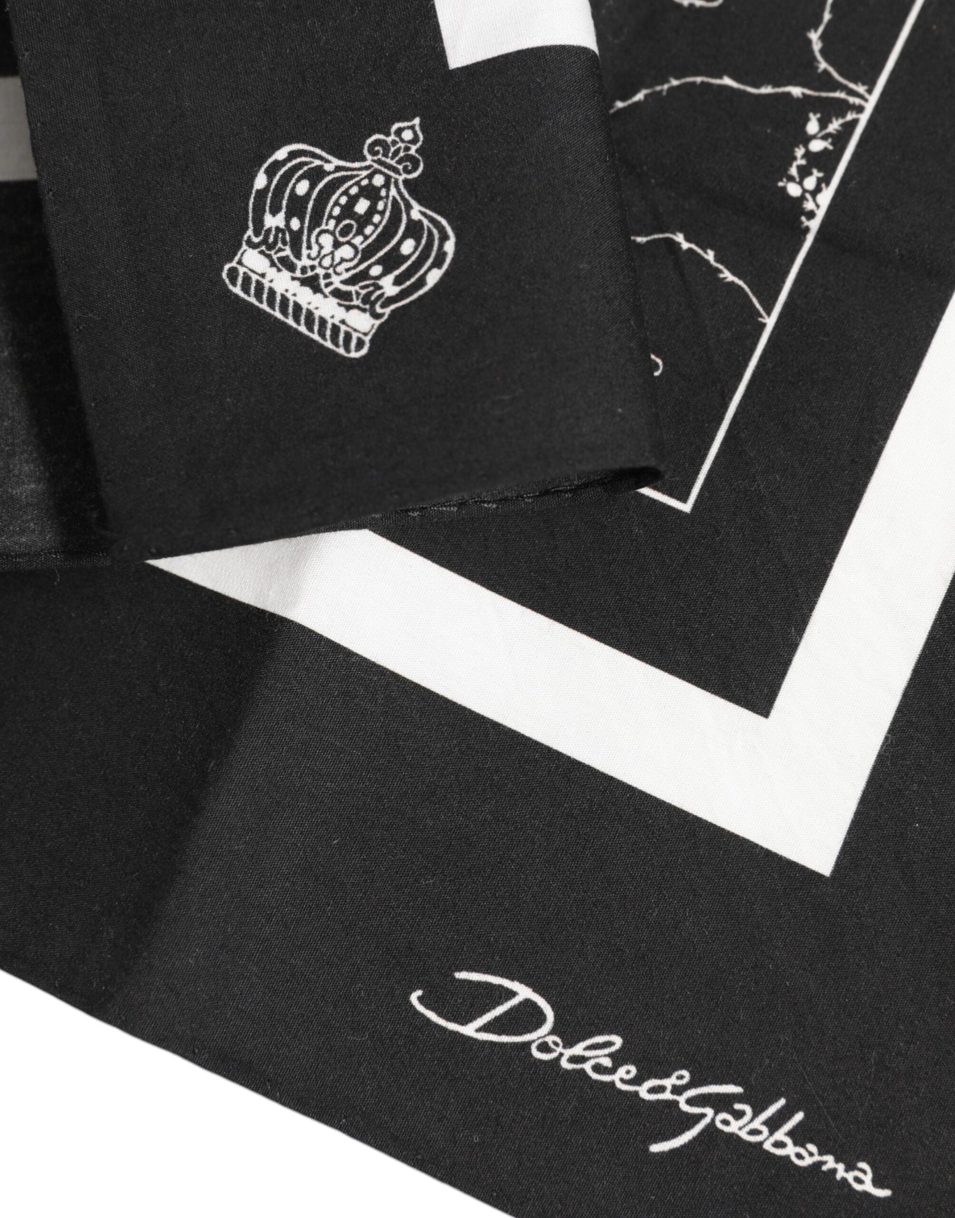 Black White Printed Square Foulard Scarf