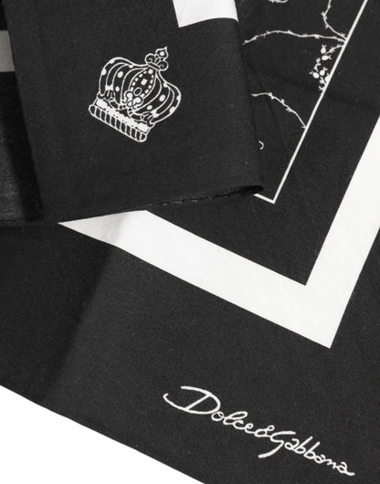 Black White Printed Square Foulard Scarf