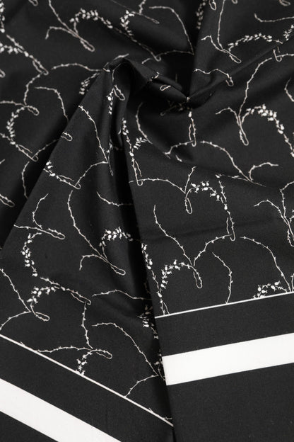 Black White Printed Square Foulard Scarf