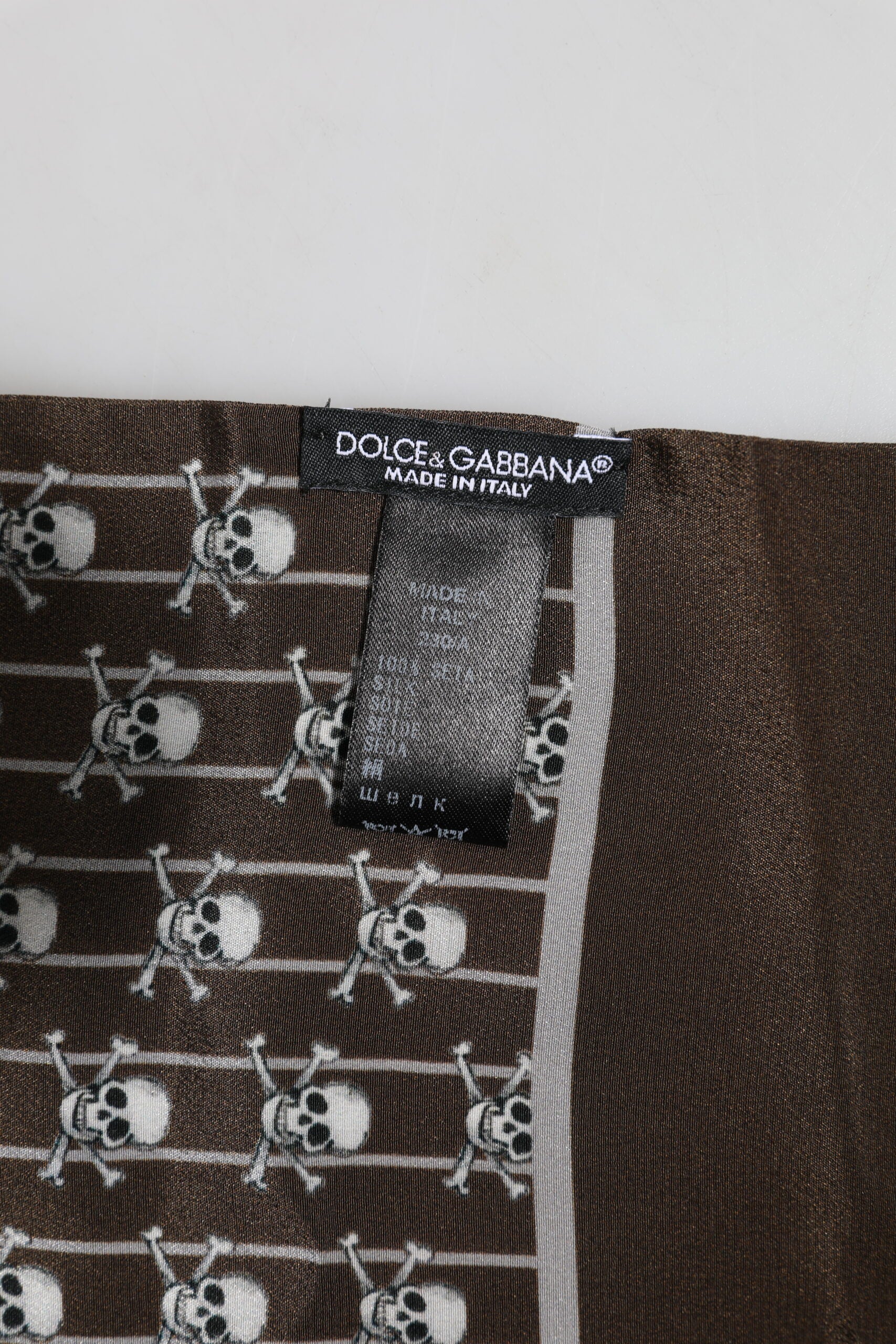Brown Skulls Print Fringes Foulard Scarf
