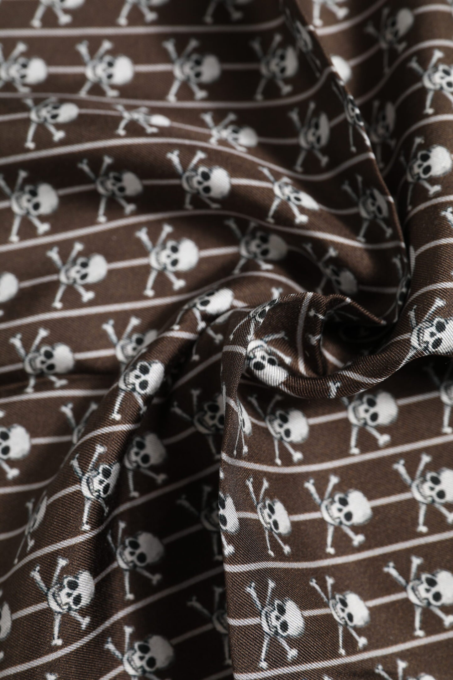 Brown Skull Silk Square Men Foulard Scarf