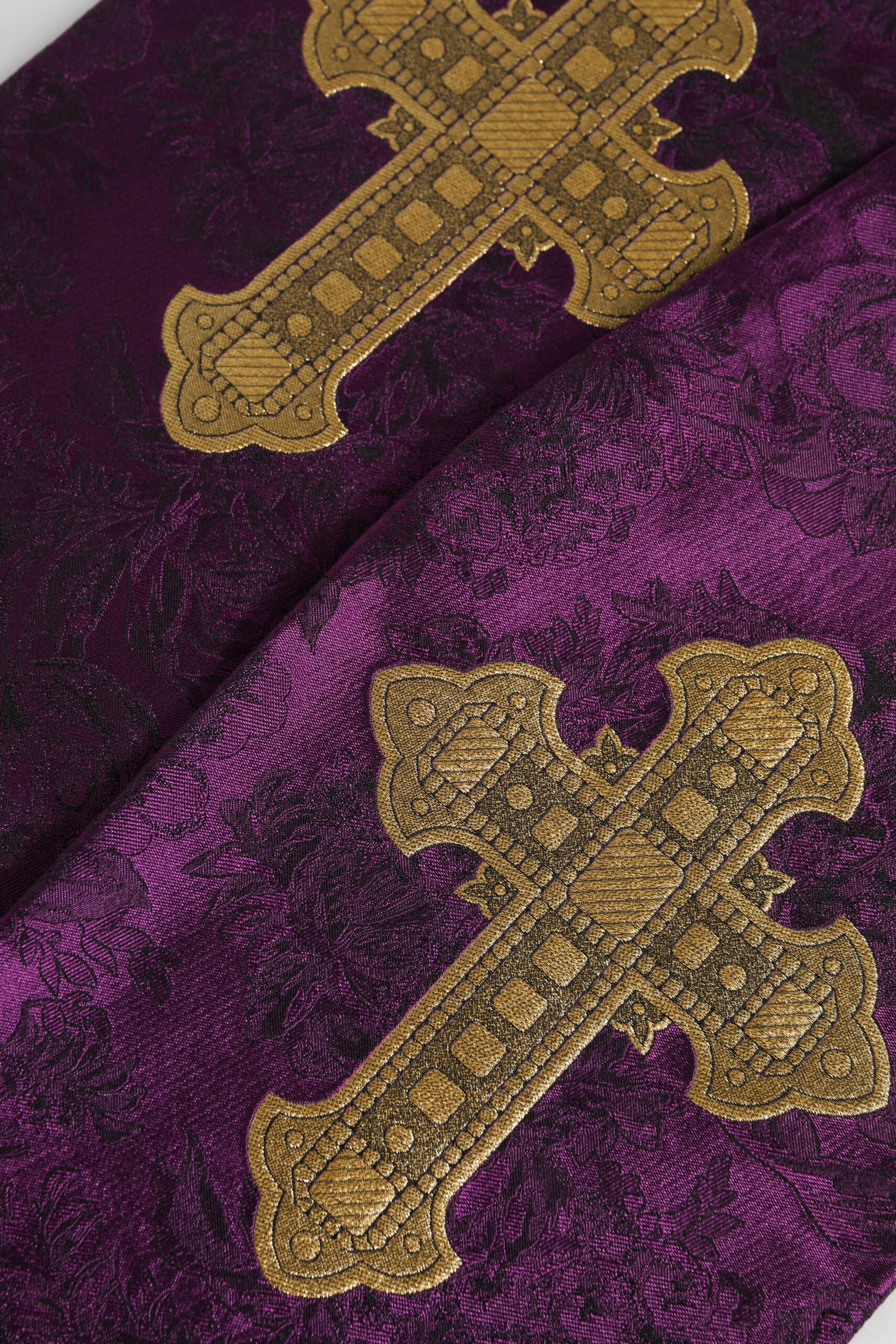 Purple Silk Fringes Cross Men Foulard Scarf