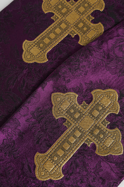 Purple Silk Fringes Cross Men Foulard Scarf