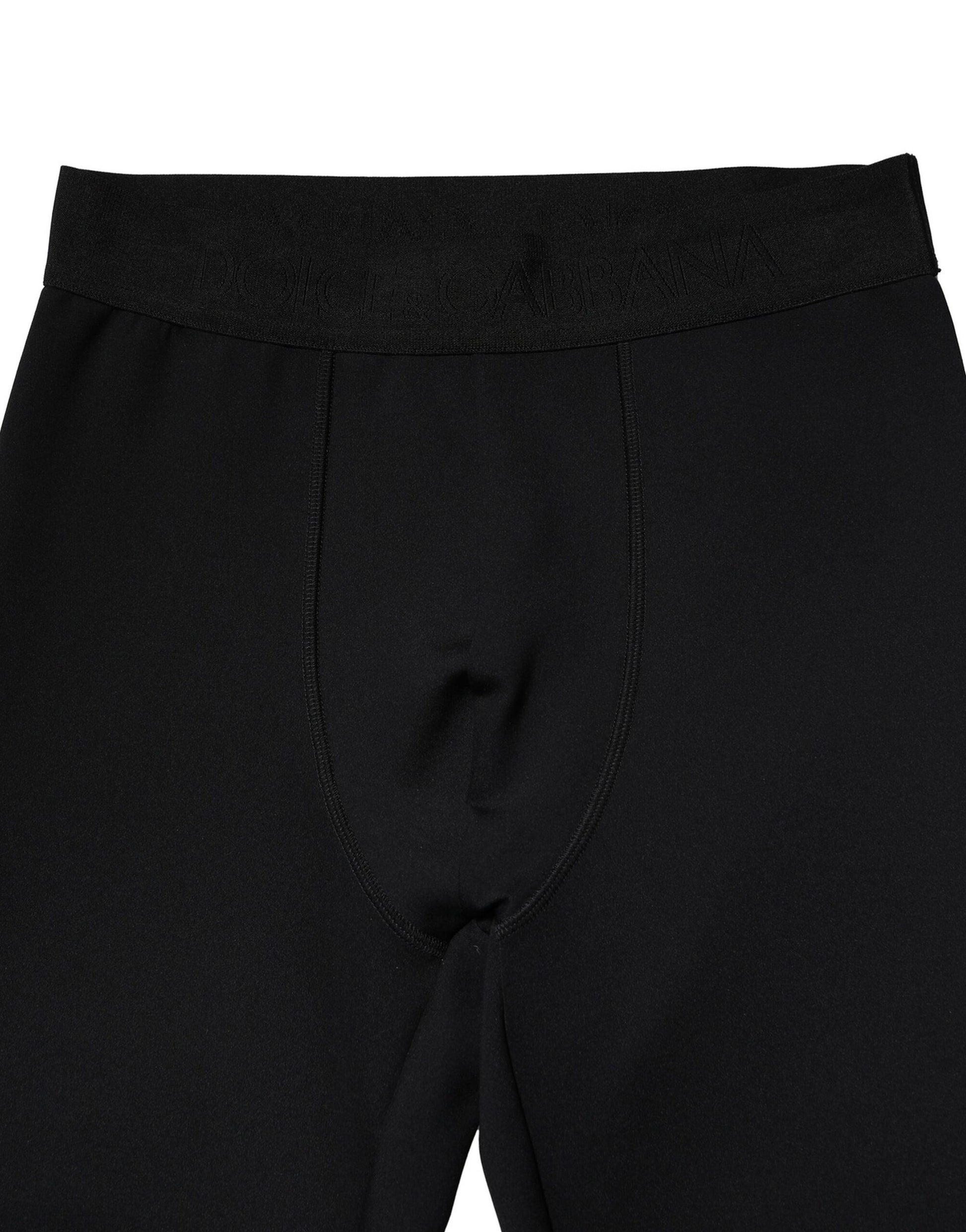 Black Nylon Elastic Logo Men Leggings Pants
