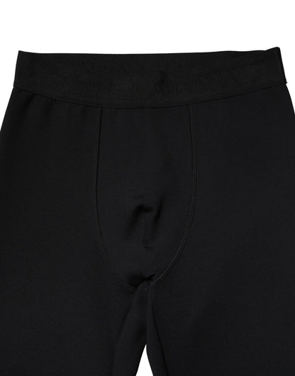 Black Nylon Elastic Logo Men Leggings Pants