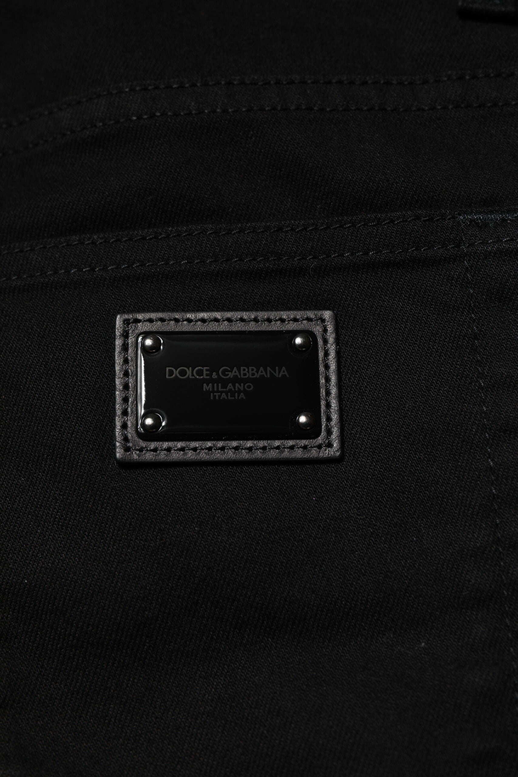 Black Cotton Embroidery Slim Fit Denim Jeans