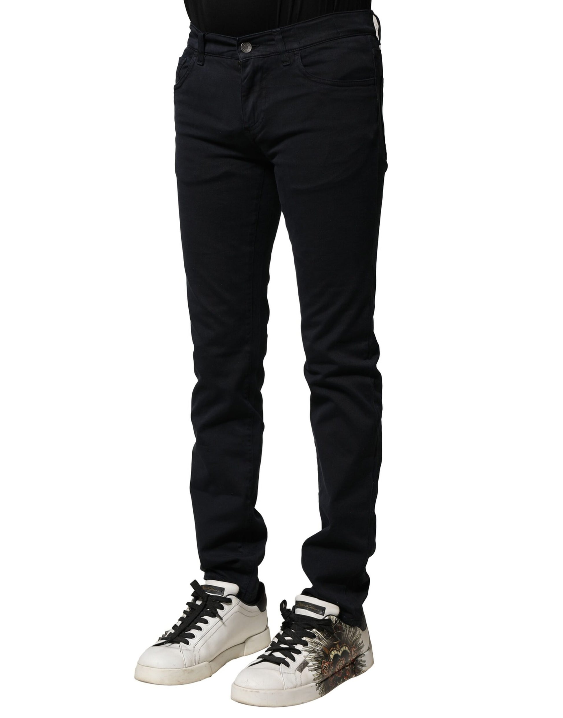 Black Cotton Slim Fit Men Denim Jeans