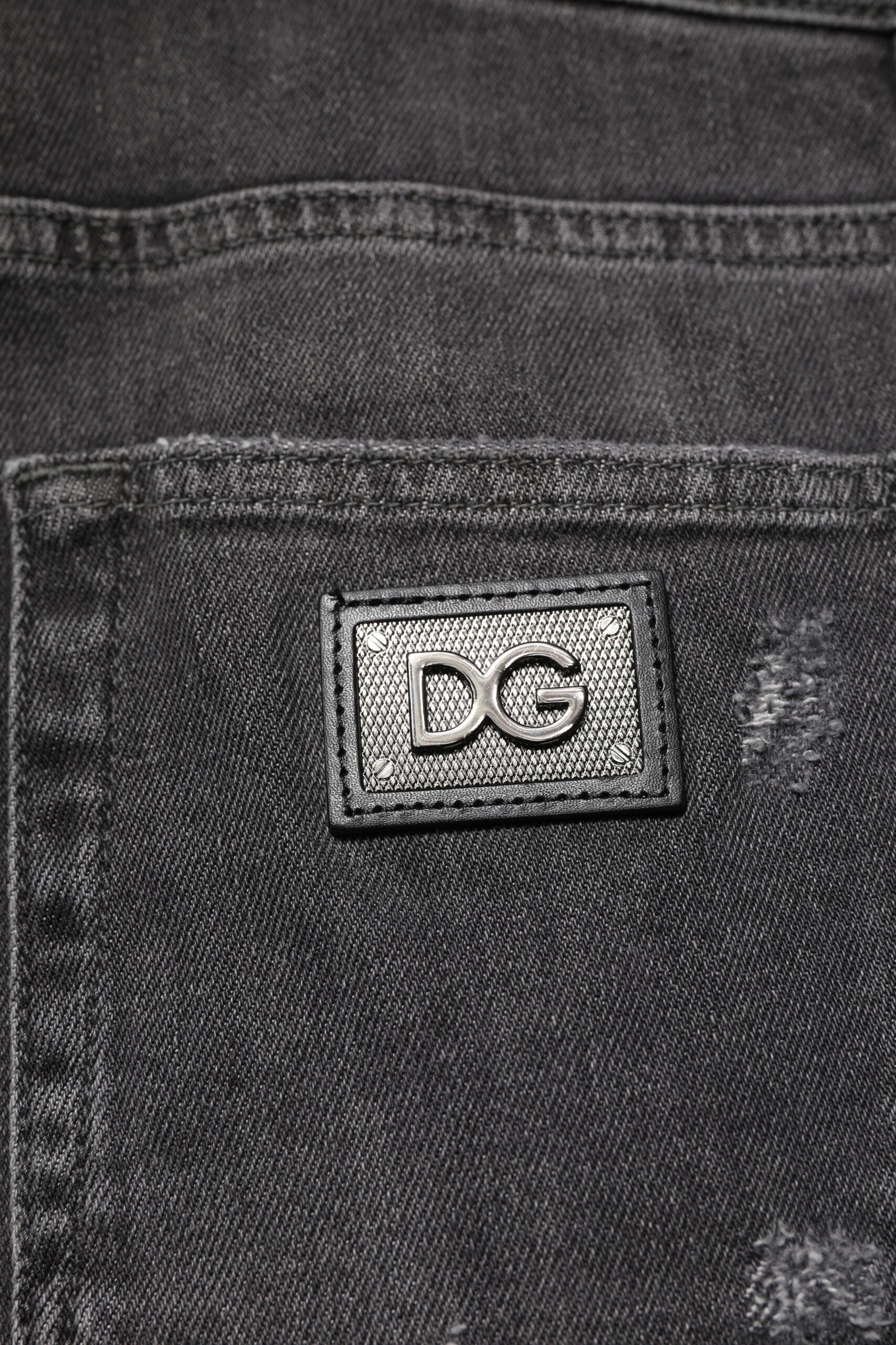 Black Washed Tattered Slim Fit Denim Jeans