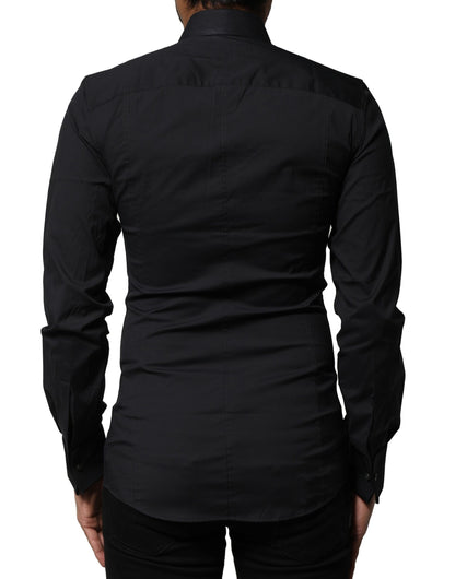 Black Cotton SICILIA Logo Men Dress Shirt