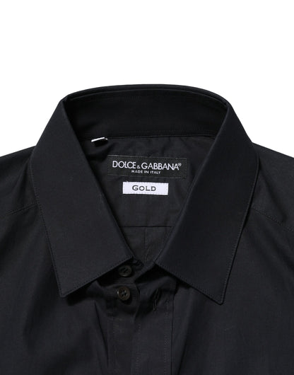 Black Cotton GOLD Long Sleeves Dress Shirt