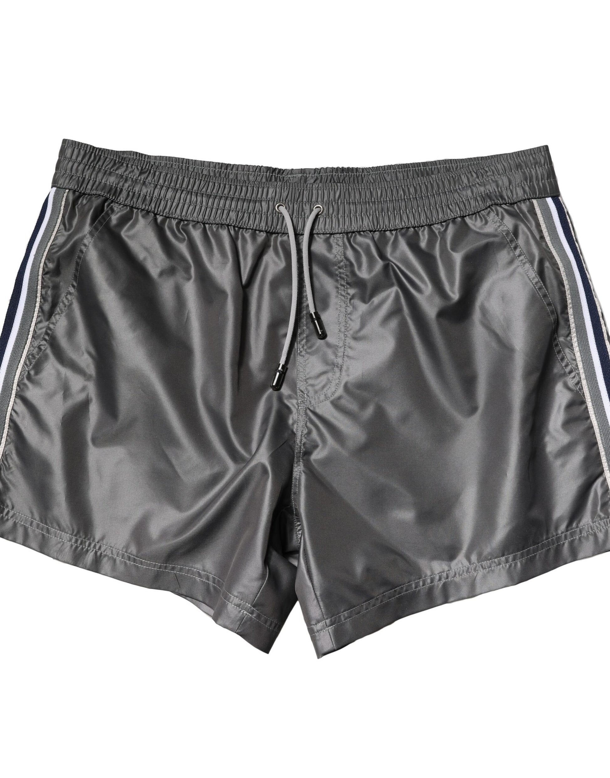 Gray Polyester Mid Waist Casual Bermuda Shorts